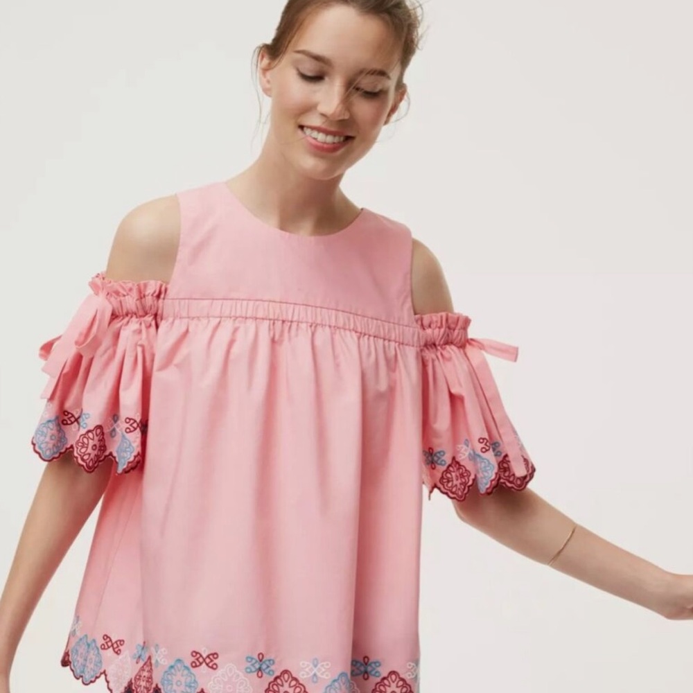 Ann Taylor cold shoulder pink fiesta blouse